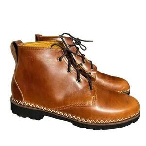 Huckberry QUODDY Cross Stitch Chukka Lace Up Boots Size 10.5 Whiskey Brown EUC